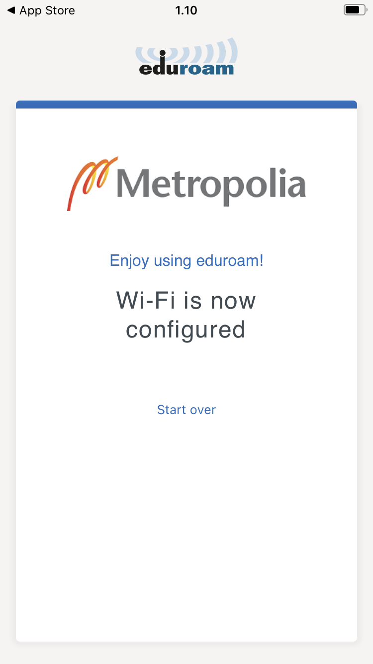 IT Services > Connect an iPhone to the Eduroam network > 9 - ilmoitus olet liittynyt.png